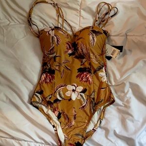 Beautiful gold and flowered BCBG bathing suit